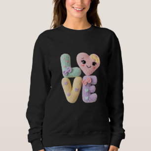 Cute Amigurumi Crochet Love Letters Kawaii Heart  Sweatshirt