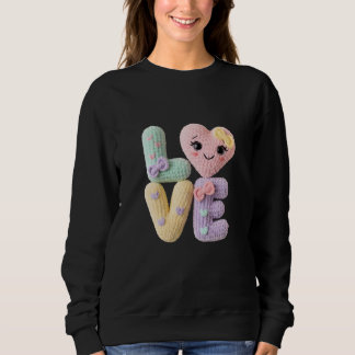 Cute Amigurumi Crochet Love Letters Kawaii Heart Sweatshirt