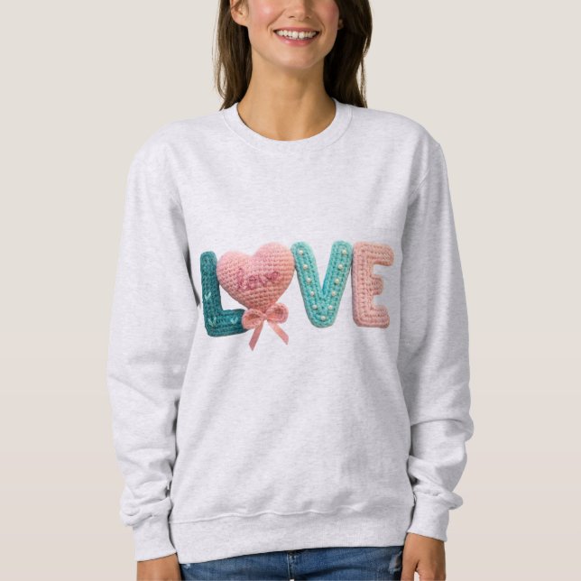 Cute Amigurumi Crochet Love Letters Kawaii Heart  Sweatshirt (Front)