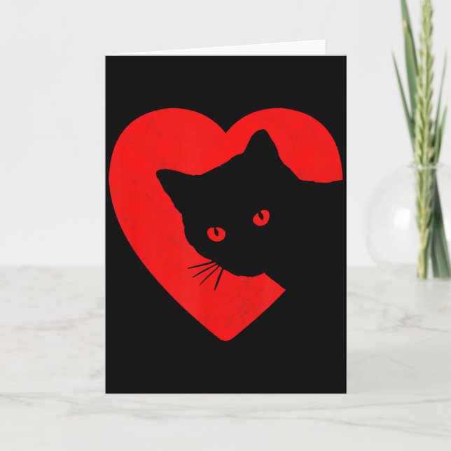 Cute &amp; Funny Cat Valentines Heart Graphic For  Card (Front)