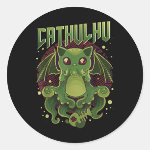 Cute &amp; Funny Cathulhu Kawaii Cat Cthulhu  Classic Round Sticker