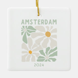 Cute Amsterdam Floral  Ceramic Ornament