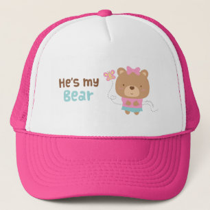 Cute Amusing Couple Female Bear and Butterfly Trucker Hat
