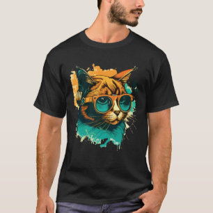 Cute Anamorphic Goggle Wearing Cat Unique Family T-Shirt