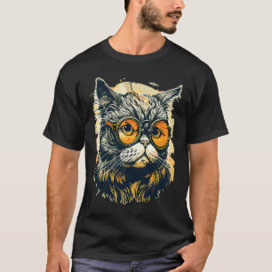Cute Anamorphic Goggle Wearing Cat Unique Family T-Shirt