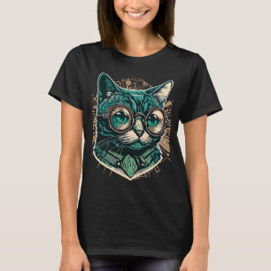 Cute Anamorphic Goggle Wearing Cat Unique Family T-Shirt