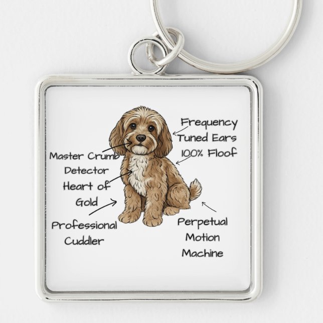 Cute Anatomy of a Cockapoo Dog Lover Gift Key Ring (Front)