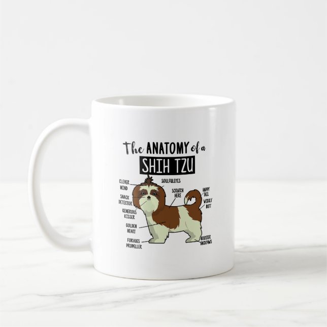 Cute Anatomy Of Shih Tzu Funny Dogs Lover  Coffee Mug (Left)