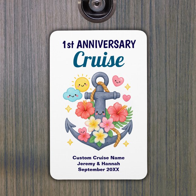 Cute Anchor 1st Anniversary Cruise Cabin Door Magnet (Cute Anchor 1st Anniversary Cruise Cabin Door Magnet
)