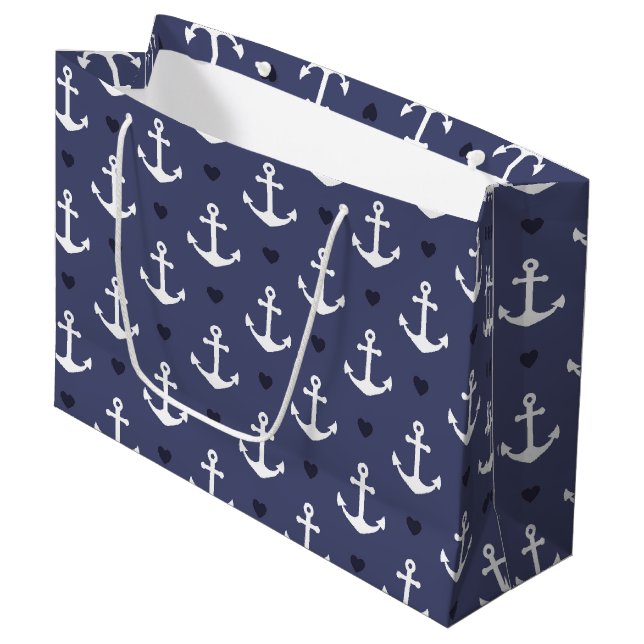 Cute Anchor Pattern Large Gift Bag (Front Angled)