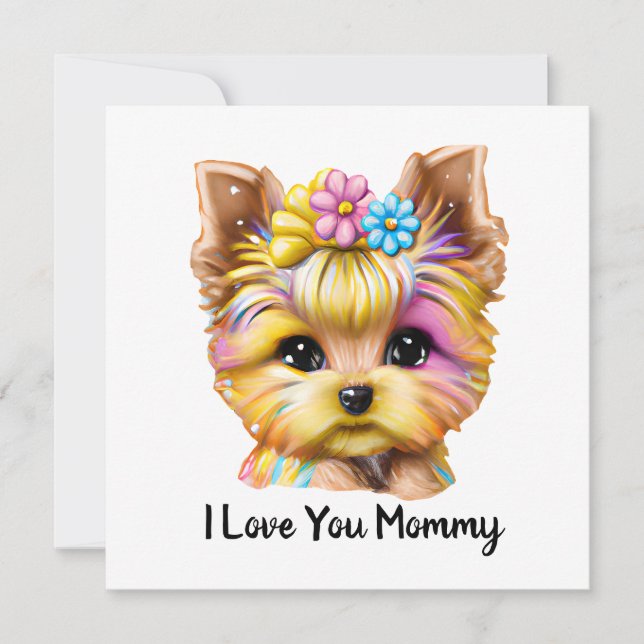 Cute and Adorable Baby Yorkie Holiday Card (Front)