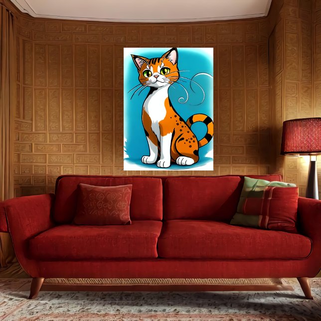 Cute and adorable black white orange cat | AI Art Poster (Creator Uploaded)