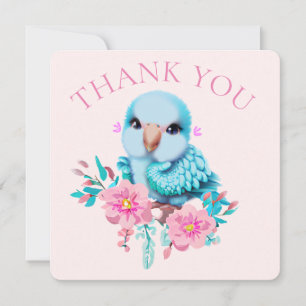 Cute and Adorable Blue Baby Parrot Thank You Card