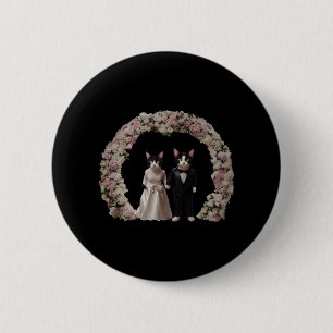 Cute And Adorable Cat Bride And Groom  6 Cm Round Badge