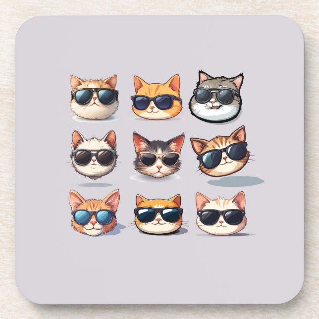 Cute And Adorable Cat Theme Hard plastic coaster (Front)