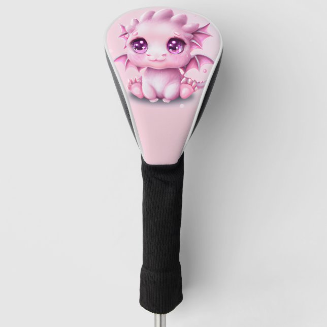 Cute and Adorable Fantasy Pink Baby Chibi   Golf Head Cover (Front)