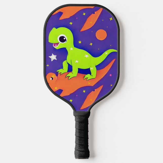 Cute and Adorable Green Dinosaur Pickleball Paddle (Front)