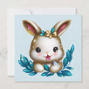 Cute and Adorable Kawaii Baby Bunny Holiday Card