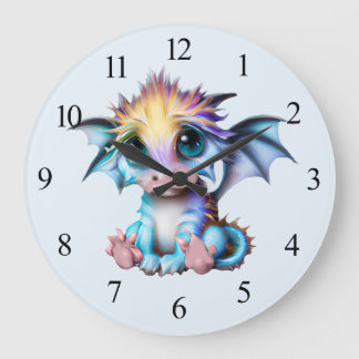 Cute and Adorable Kawaii Baby Dragon Large Clock