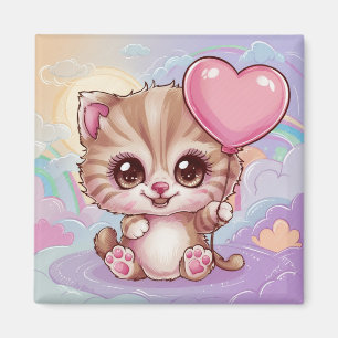 Cute and Adorable Pink Baby Birthday Kitten Magnet