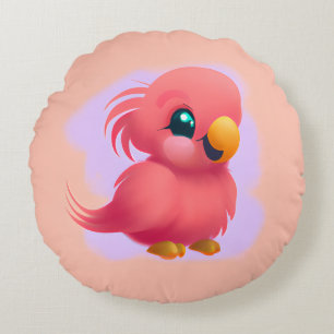 Cute and Adorable Pink Baby Parrot  Round Cushion