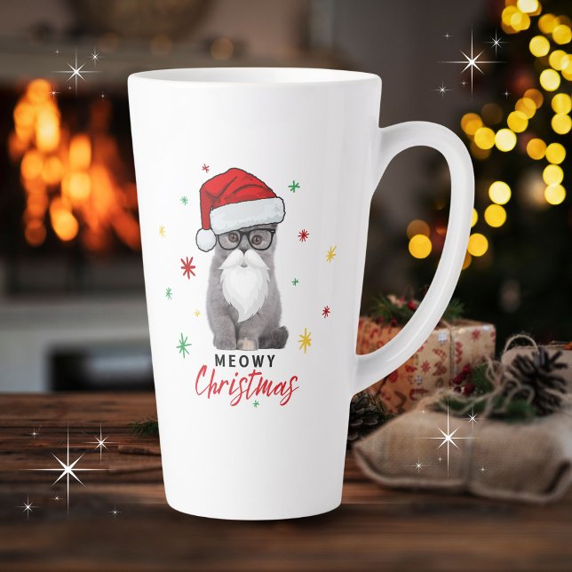 Cute and Adorable Santa Kitten Meowy Christmas Latte Mug (Creator Uploaded)