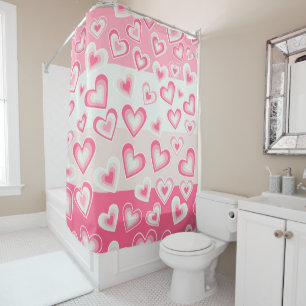 Cute and Adorable Valentine's Day Pastel Hearts   Shower Curtain