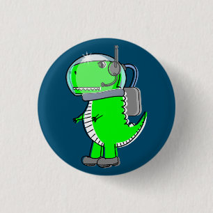 Cute and Angry Astronaut T-Rex Dinosaur 3 Cm Round Badge