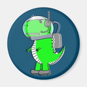 Cute and Angry Astronaut T-Rex Dinosaur Magnet