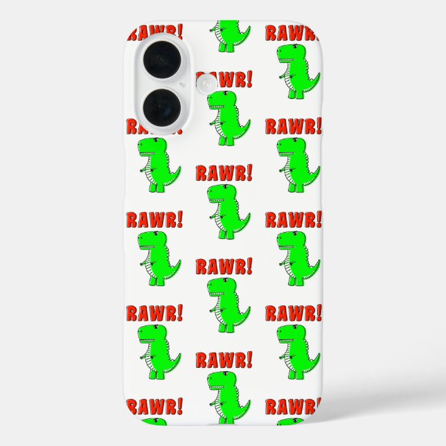 Cute And Angry Green Cartoon T-Rex Dinosaur Case-Mate iPhone Case (Back)