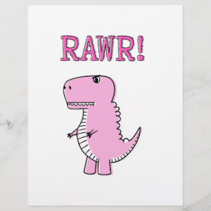 Cute And Angry Pink Cartoon T-Rex Dinosaur