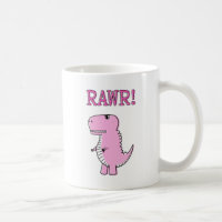 Cute And Angry Pink Cartoon T-Rex Dinosaur