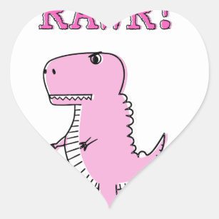 Cute And Angry Pink Cartoon T-Rex Dinosaur Heart Sticker