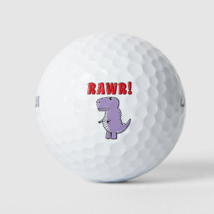 Cute And Angry Purple Cartoon T-Rex Dinosaur Golf Balls