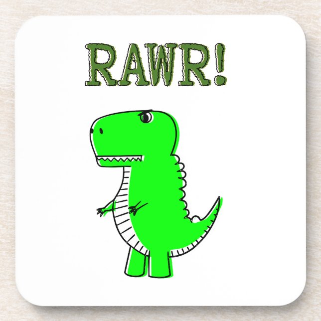Cute and Angry T-Rex RAWR Coaster (Front)