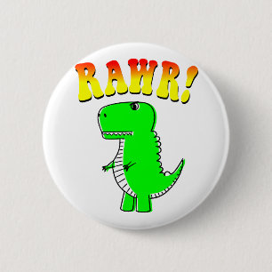Cute and Angry T-Rex RAWR Groovy Text 6 Cm Round Badge