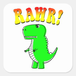Cute and Angry T-Rex RAWR Groovy Text Square Sticker