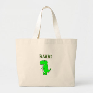 Cute and Angry T-Rex RAWR Large Tote Bag