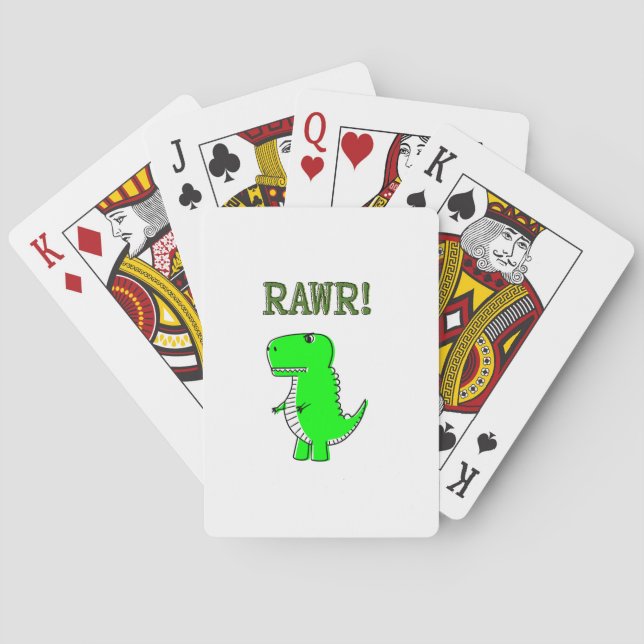 Cute and Angry T-Rex RAWR Playing Cards (Back)
