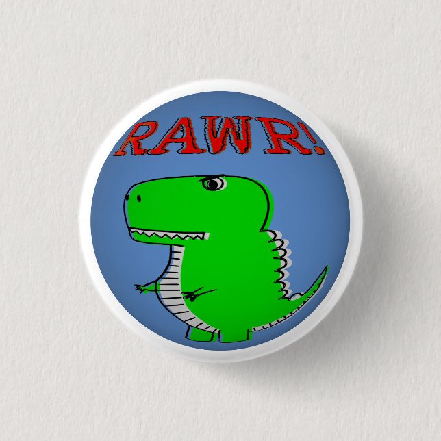 Cute and Angry T-Rex RAWR Sphere 3 Cm Round Badge (Front)