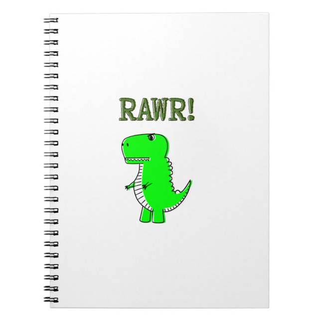 Cute and Angry T-Rex RAWR Spiral Notebook (Front)