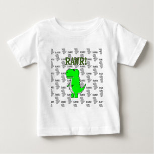 Cute and Angry T-Rex With Black And White Pattern Baby T-Shirt