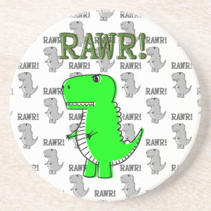 Cute and Angry T-Rex With Black And White Pattern Coaster