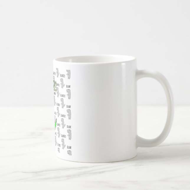 Cute and Angry T-Rex With Black And White Pattern Coffee Mug (Right)