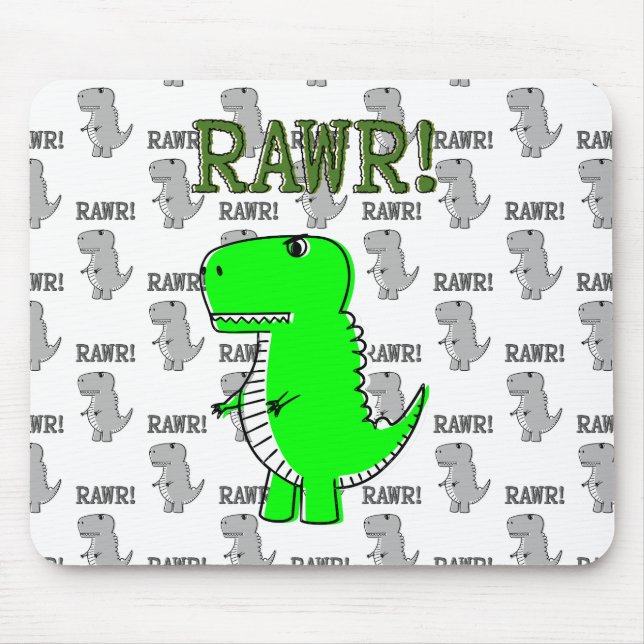 Cute and Angry T-Rex With Black And White Pattern Mouse Pad (Front)