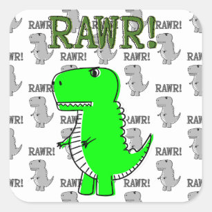 Cute and Angry T-Rex With Black And White Pattern Square Sticker