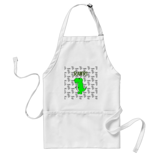 Cute and Angry T-Rex With Black And White Pattern Standard Apron (Front)