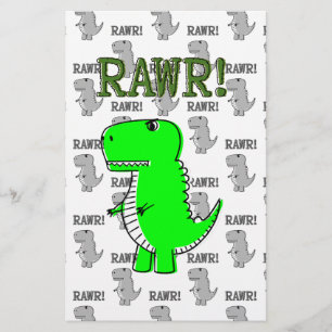 Cute and Angry T-Rex With Black And White Pattern Stationery