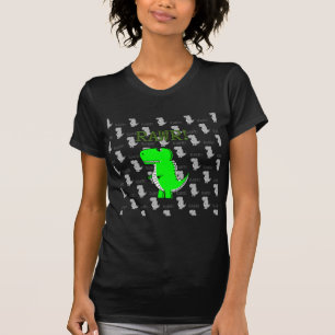Cute and Angry T-Rex With Black And White Pattern T-Shirt