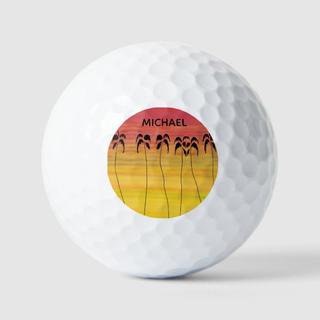 Cute and Awesome Tropical Sunset  Golf Balls (Front)